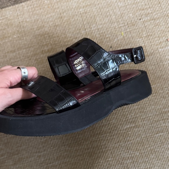 STAUD Black Croc-Embossed Sandals - Picture 6 of 7